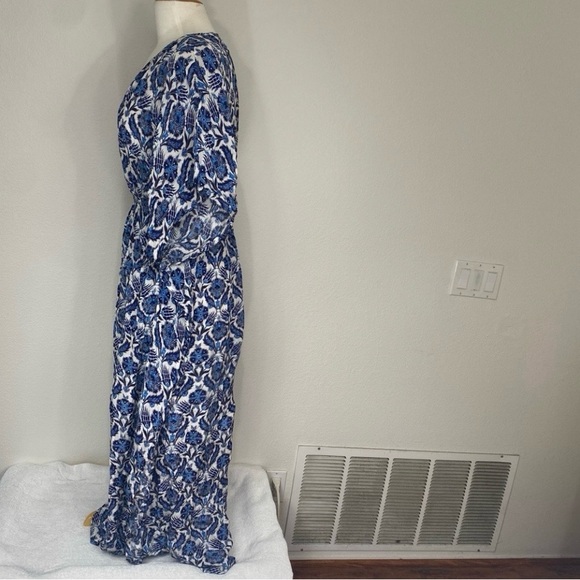 Anthropologie Women's Rujuta Sheth Blue Floral Kimono Kaftan Maxi Dress M/L Boho - Picture 3 of 15
